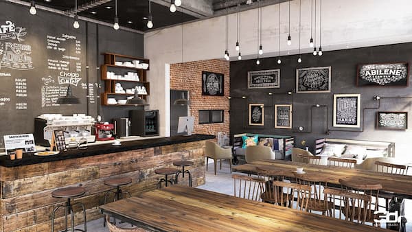 Thiết kế quán cà phê phong cách Industrial Style